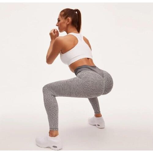 2021 Sexy Grid Tights Yoga Sets Women Butt Lift Yoga Pants Seamless High Waist Leggings Fitness Push Up Clothing Girl