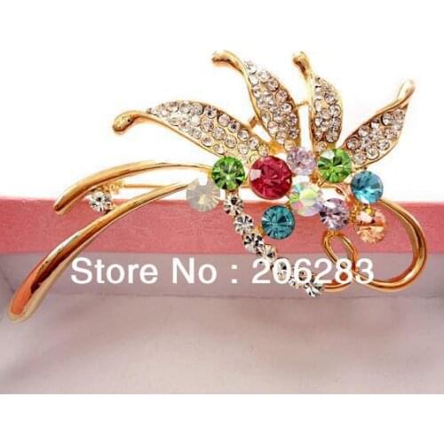 Fashion crystal women brooches pin Scarf clips X410