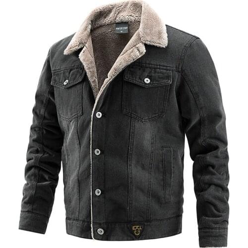 Mens denim jacket, autumn and winter jacket, mens wear plus velvet warm casual workwear, European and American fashion
