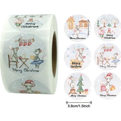 100-500pcs 1.5'' Merry Christmas Stickers Flowers Card Gift Box Package Thank You Label Sealing Wedding Decor Festival Supplies
