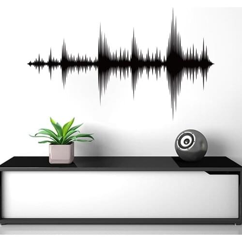 Wall stickers with sound waves, studio music recording, producer, bedroom decoration, detachable carved wallpaper SP-220
