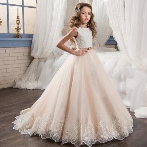 Elegant Flower Girls Dress for Wedding Evening Children Princess Party Pageant Long Gown Kids Dresses for Girls Formal Clothes