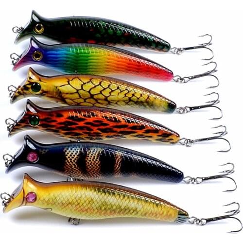 1pcs Top Water Popper Fishing Lure 12.4cm/20.4g Artificial 3D eyes Topwater Hard Wobbler Bait Bass Pike with 2# hooks tackle