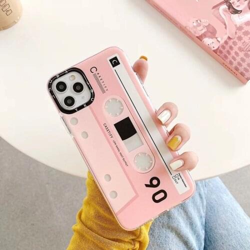 Retro Classical Old Cassette Tape Pink Phone Case For iPhone 11 Pro Max XR Xs Max X 7 8 6 6S Plus Case Soft Silicone Cover Coque