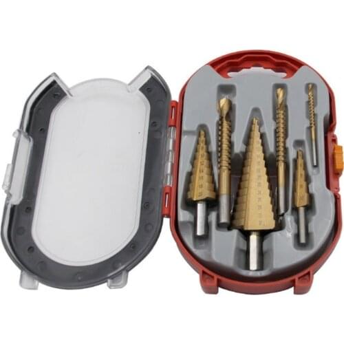 Steel Material Titanium-Coated Step Drill with Box Suitable for Perforated Metal Iron Aluminum Brass Wood Plastic Etc