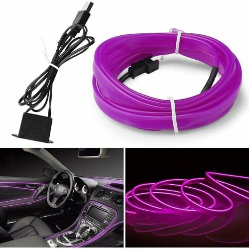 9.8FT Purple Car Interior Atmosphere Wire Strip Light LED Decor Lamp Accessories Cool Light Strip