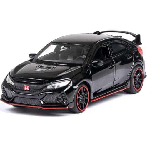 1:32 HONDA CIVIC TYPE-R Diecasts & Toy Vehicles Metal Car Model Sound Light Collection Car Toys For Children Christmas Gift