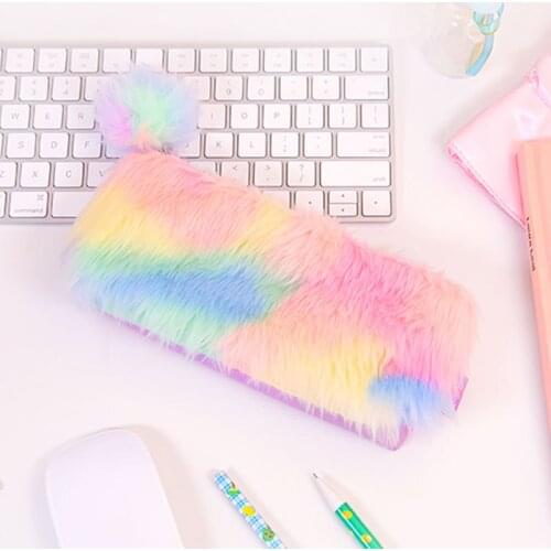 1Pcs Kawaii Pencil Case Colored wool Canvas Gift Estuches School Pencil Box Pencilcase Pencil Bag School Supplies Stationery