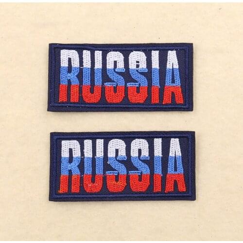 2PCS Russia Iron on Letters Patches Badges Patch Embroidery Applique for Clothing DIY Apparel Sewing Fabric Accessories Stickers