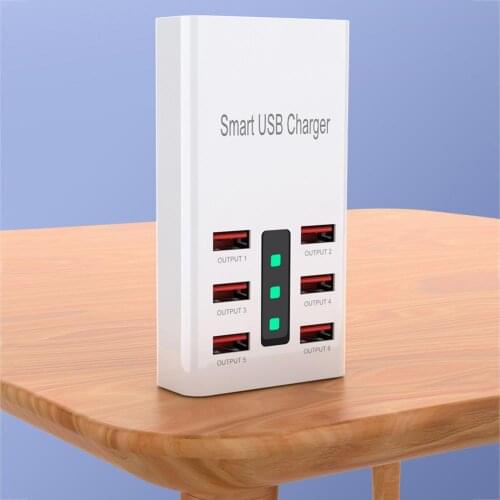 30W USB Charger HUB 6 Ports 6A Plug Wall Socket Dock Fast Charging Extension Power Adapter For Mobile Phone Tablet