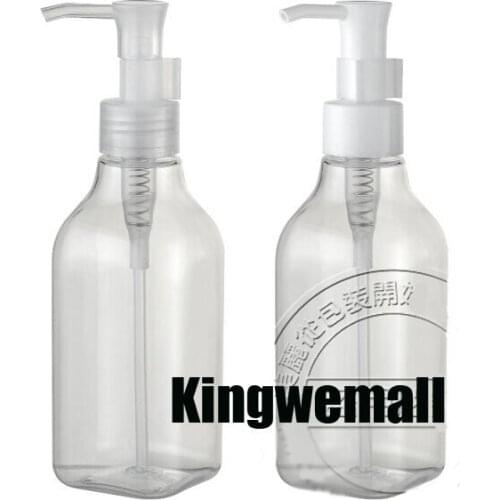 300pcs/lot 100ml Transparent PET Cream Square bottle,100ml oil pump bottle,100ml cosmetic container,cosmetic packaging