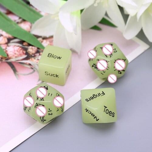 4 Pcs Acrylic Dice Luminous D6 D10 D12 Nightclub Bars Entertainment Tools Adult Couples Flirting Toys Erotic Patterns