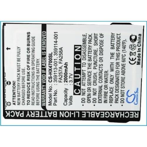 Cameron Sino 2000mAh battery for HP iPAQ HX4700 HX4705 HX4715 HX4800 290483-B21 359498-001 PDA, Pocket PC Battery