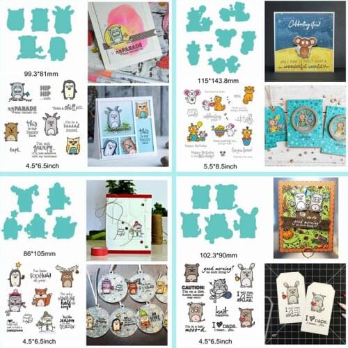 Mix Animals Cattle Fox Cat Letter Words Sentence Alphabet Metal Cutting Dies Match Clear Silicone Stamps Make Cards Scrapbook