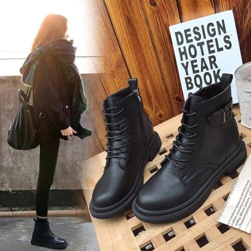 Martin Boots Girl Sizzle 2021 New Autumn/Winter Plus Velvet English Wind Stakes Short Boots Keep warm lightweight wear-resistant