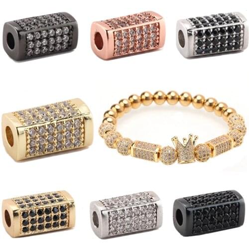 Charm Beads for Jewelry Making Supplies Gold Cuboid Cube Charms for Diy Bracelet Necklace Copper CZ Zircon Accessories Wholesale
