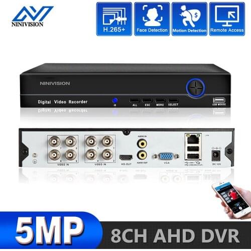 NINIVISION 8CH 5MP AHD DVR Digital Video Recorder for CCTV Security Camera Onvif Network 16 Channel IP HD 1080P NVR Email Alarm