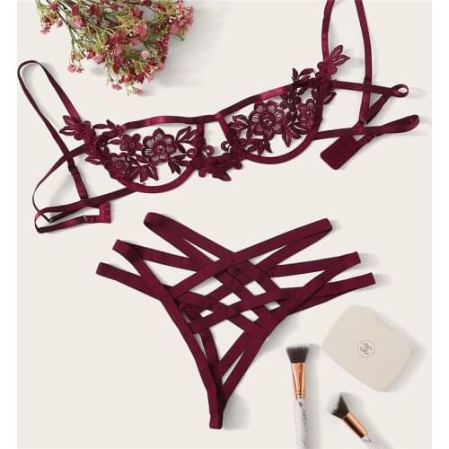 Comeonlover Open Bra Sexy Lingerie Sets Embroidery Exotic Apparel Woman Sexy Set Hollow Out Erotic Bra Underwear Set RE80854