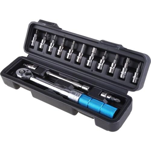 15 Pcs/Set 1/4-inch 2-15Nm Torque Wrench Professional Bicycle Bike Part Repair Tools Kit Adjustable Manual Spanner