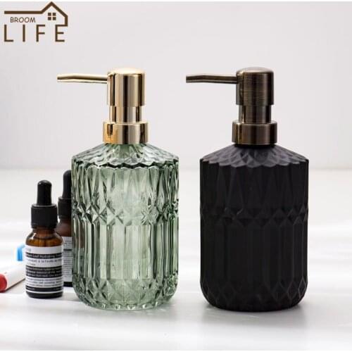 High Capacity Manual Clear Glass Soap Dispenser Hand Sanitizer Bottle Press Containers Refill Empty Bottles Bathroom Supplies