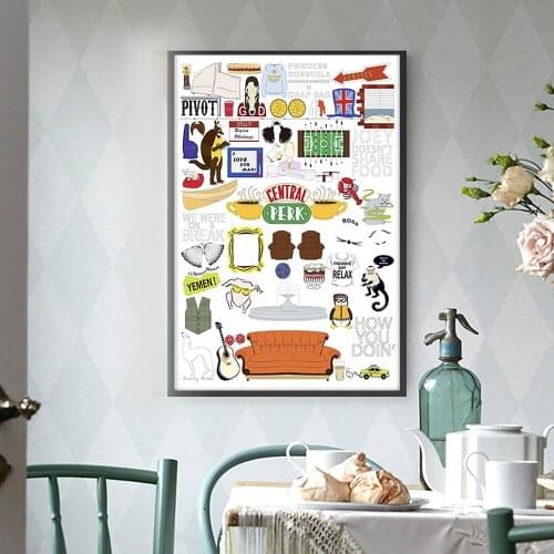 Friends TV Show Series Quotes Doodles Canvas Posters Central Perk Painting On Canvas Bedroom Wall Art Decoration Pictures Home
