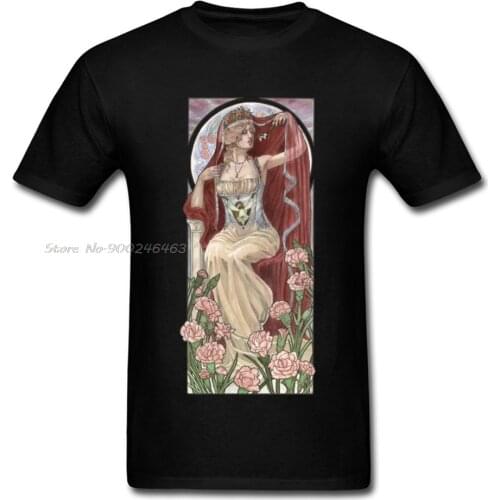 New Cotton Men T-Shirt Women Vintage Tshirt Lady Of January Art Nouveau Birthstone Series With Carnations Tops Art Tee Shirt