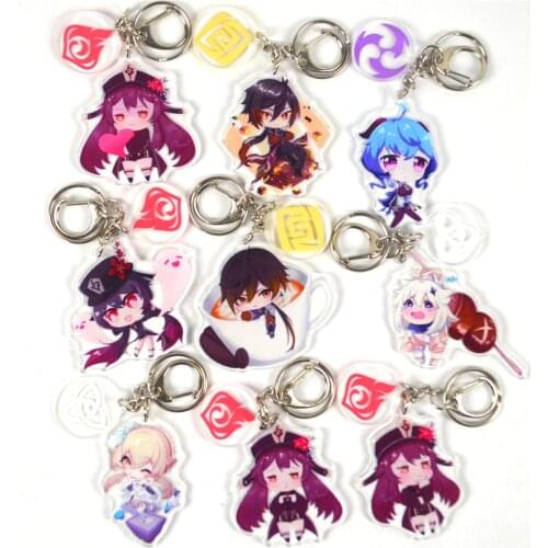 Game Genshin Impact Acrylic Keychain Badge Accessories Cosplay Props Cartoon Backpack Pendant