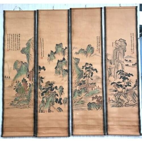 China calligraphy Paintings Scrolls old Chinese Painting SCROLL FOUR SCREEN