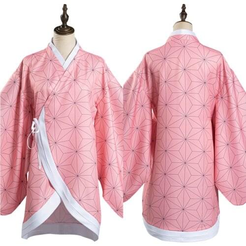 Demon Slayer Kimetsu no Yaiba Kamado Nezuko Cosplay Costume Dress Kimono Coat For Girls Women