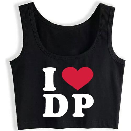Crop Top Sport I Love Dp Summer White Print Tops Women
