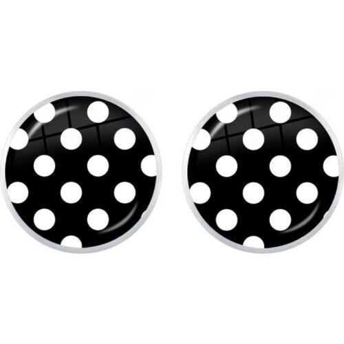 8 Colors Polka Dot Round Glass Cabochon Earrings Hypoallergenic Jewelry Fashion Earrings for Women Sensitive Ears Gift