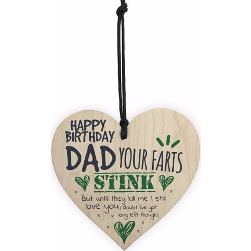 Meijiafei Funny Happy Birthday Hanging Heart Your Farts Stink Dad Father Daughter Son Novelty Joke Sign