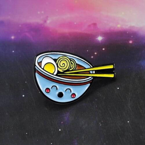 Cute Ramen Brooch Japanese Style Porpoise Egg Roll Ramen Kawai Tableware Food Enamel Pin Denim Knit Badge Child Fashion Gifts