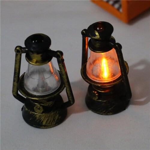 3 Styles Mini Oil Lamp For 1:12 Doll House Miniature Ornaments Kerosene Lantern Model Kids Toy DIY Dollhouse Accessories