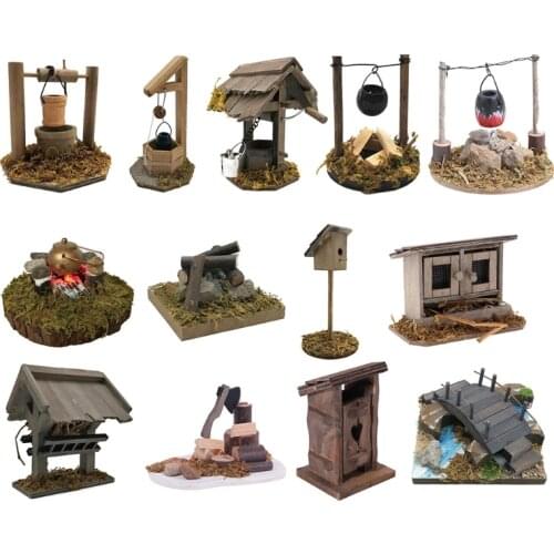 Mini Garden Ornament Dollhouse Miniature Outdoor Garden Scene Decoration Model Micro Landscape for Dollhouse Home Yard Decor Acc