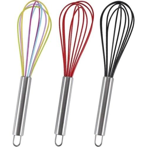 Stainless Steel Handle Hand Soap Cream Food Grade Silicone Manual Egg Whisk Butter Cake Stirrer Kitchen Cooking Tools