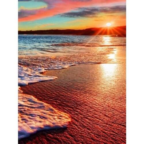 Painting By Numbers DIY Dropshipping 40x50cm Sunset View Beach Sunrise Scenery Handmade For Living Room Wall Decor Oil Painting