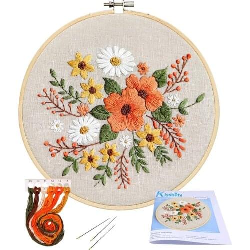Beginner Flower Embroidery Kit Bag Painting Crafts DIY Material Kits Punch Needle Handmade Needlework Kit Home Wall Decor Gift