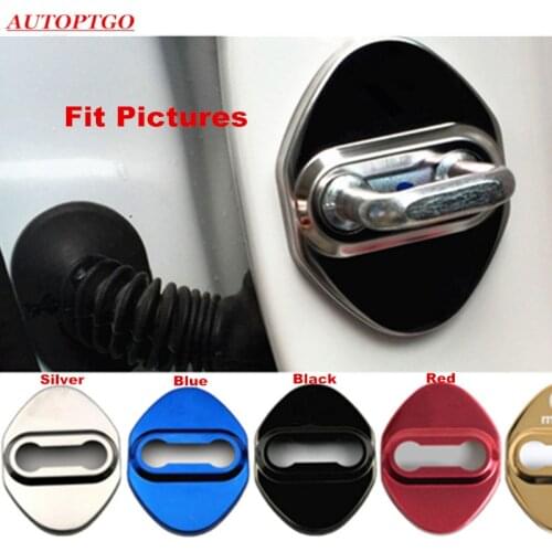 Set of 4Pcs Stainless Steel Car Anti Rust Door Lock Catch Protective Cover Cap For Most of Mazda 2 3 5 6 CX-5 DoorLock With Logo