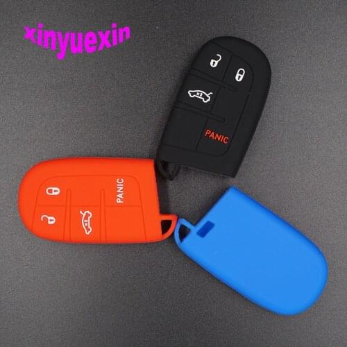 Xinyuexin Silicone Car Key Cover Set for Jeep Grand Cherokee DODGE CHARGER CHALLENGER Key Case for Car 4Buttons Car-styling