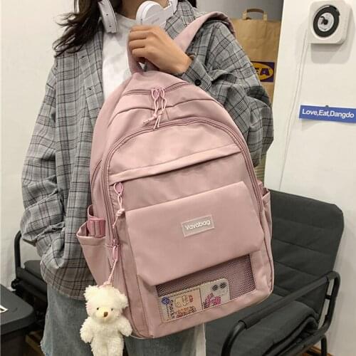 Nylon Book Bag College Schoolbag Laptop Black Mochila Rucksack Women Waterproof Backpack Large Capacity