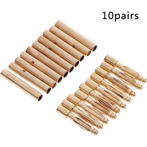 NEW 10Pairs 2mm Banana Plugs Adapter Gold Plated Bullet Connector Plug Sets RC Part for Battery Terminals Connector Kit