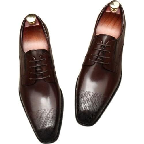 Formal shoe man, lace-up, English style, made of genuine leather. Wedding shoes, dress shoes, work, size 46, Square head