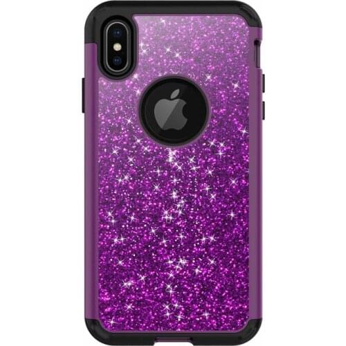 Original Logo Case For iPhone X XR XS Max Black Pink Glitter Phone Cover Coque Hard Anti-knock Protective Sleeve For Girls Women