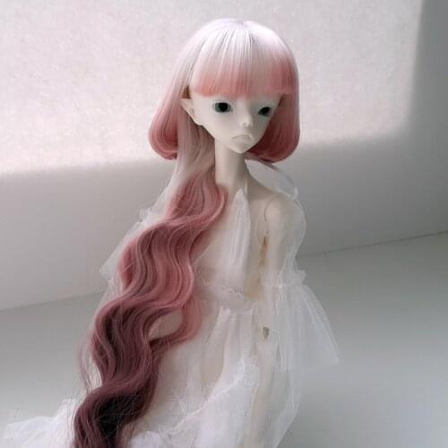 New Style 1/3 1/4 1/6 Bjd Wig High Temperature Long Fashion Wavy Colorful Wire Bjd Wig SD For BJD Doll Wig