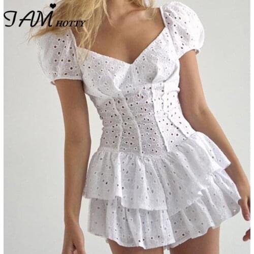 Ball Gown Mini Layered Dress Women Slim Kawaii Solid French Style Sexy Deep V Neck Prom Robe Party Dresses Black ladies Iamhotty