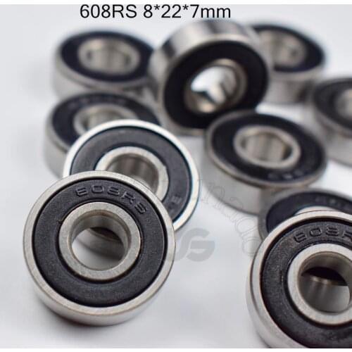608RS 8*22*7(mm) 10pieces bearing free shipping ABEC-5 rubber Seal chrome steel bearings use to skateboard Roller skates