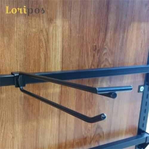 Shelf Tube Buckle Bracket Black Hook Shelf Hanger Hardware Display Rack Shelf Mounting Wall Mounted Double Hook Hanger Rod Pole