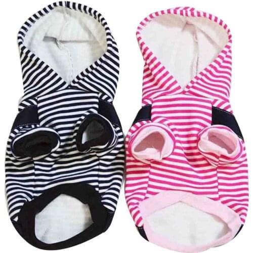 Striped Pet Hooded Sweatshirt Clothes For Small Medium Large Dog Warm Winter Windproof Coat Jacket Vest Sweater Outfit Apparel