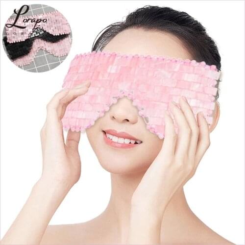Rose Quartz Jade Eye Mask Facial Massager Natural Stone Cold and Heat Therapy Sleep Eye Mask Relieve Fatigue Skin Care Beauty